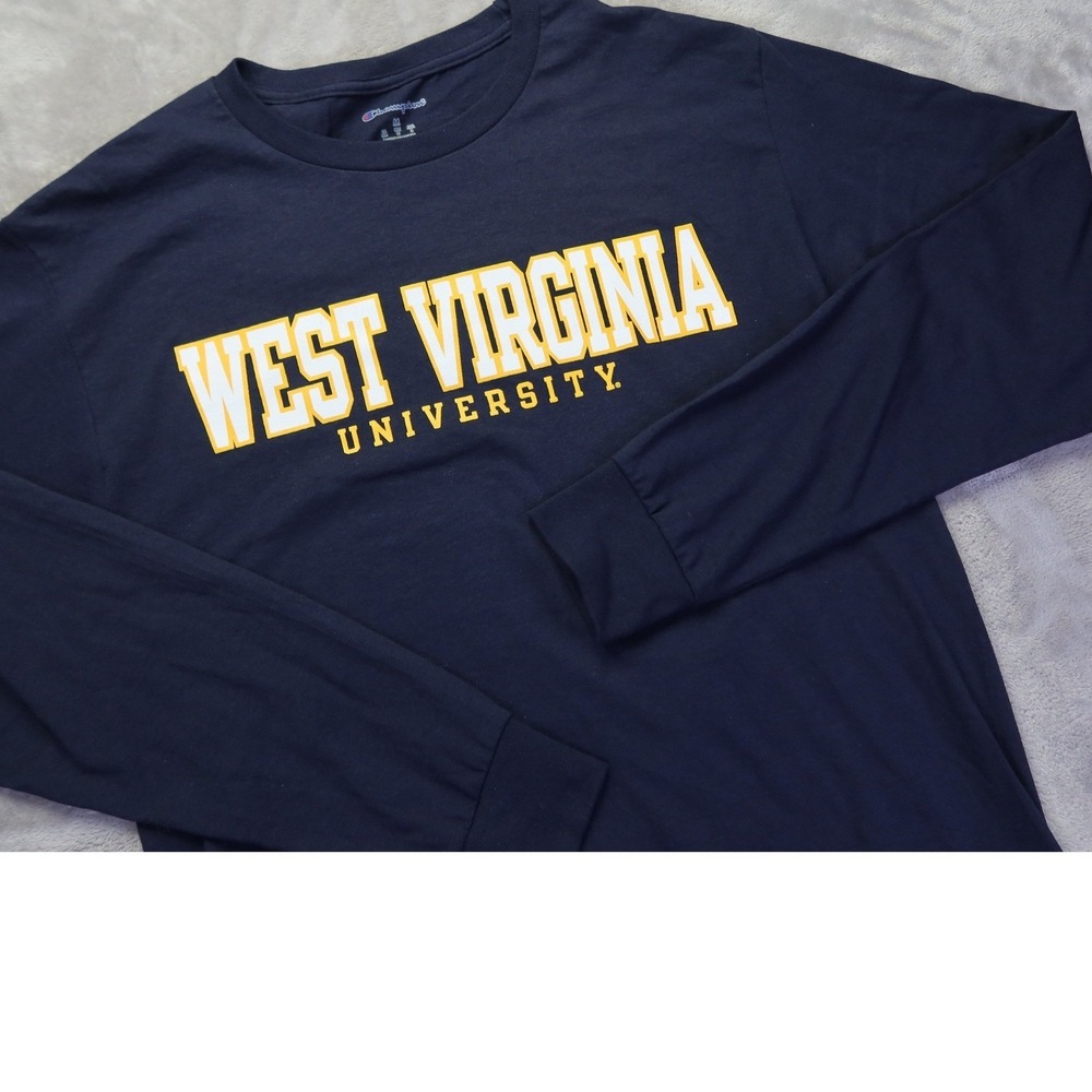 West Virginia University‎ WVU Long Sleeve T Shirt Men's M Navy Blue Champion